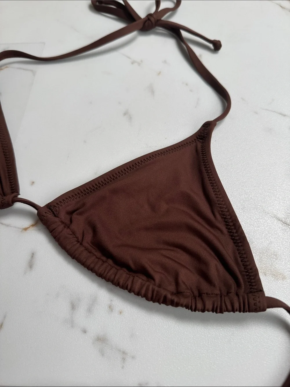 Skims Brown Triangle Bikini Top Sz S Beach Trendy Resortwear